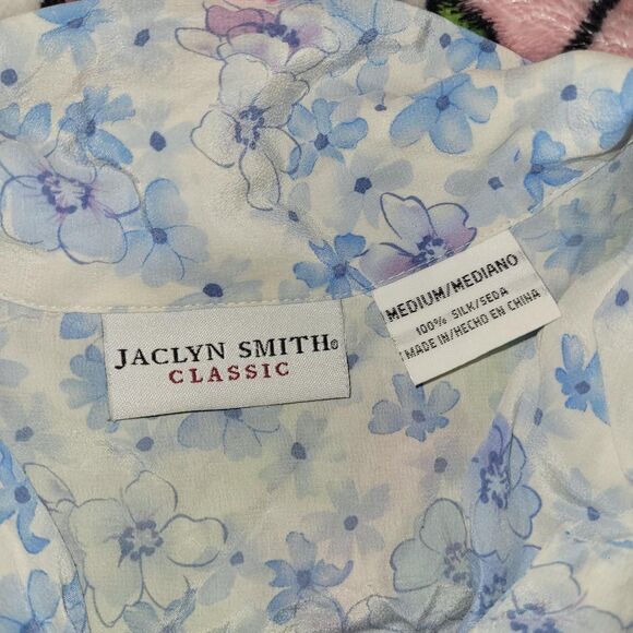 Jaclyn-smith Women's White and Blue Blouse - Picture 3 of 7